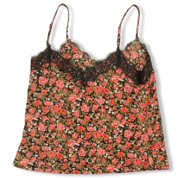 Floral Print camisole top, Nordstrom BP black lace v-neck, adjustable straps NEW - Picture 3 of 10